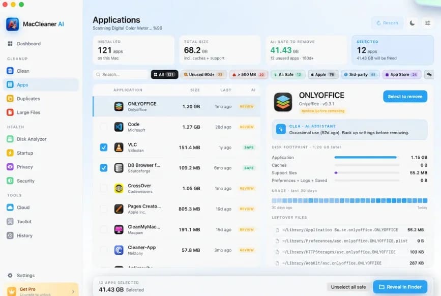 Smart Cleaner AI: Disk Clean: Complete app uninstalls